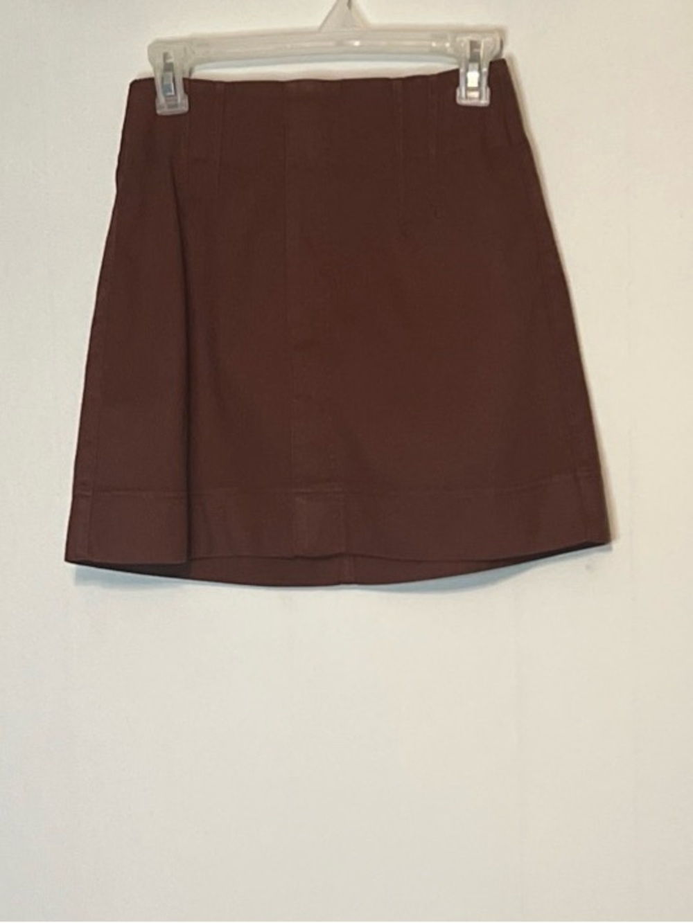 Spanx Mini Skirt Womens Sz XS/TP Brown A-Line Pull On Faux Pockets